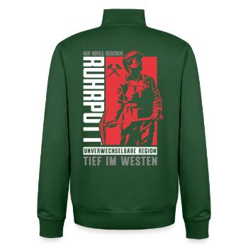 Deep in the West Ruhr Area Silhouette - Unisex Organic Zip Sweatshirt by Stanley/Stella - bottle green - Back - AI Model Male 185 dark (185cm)