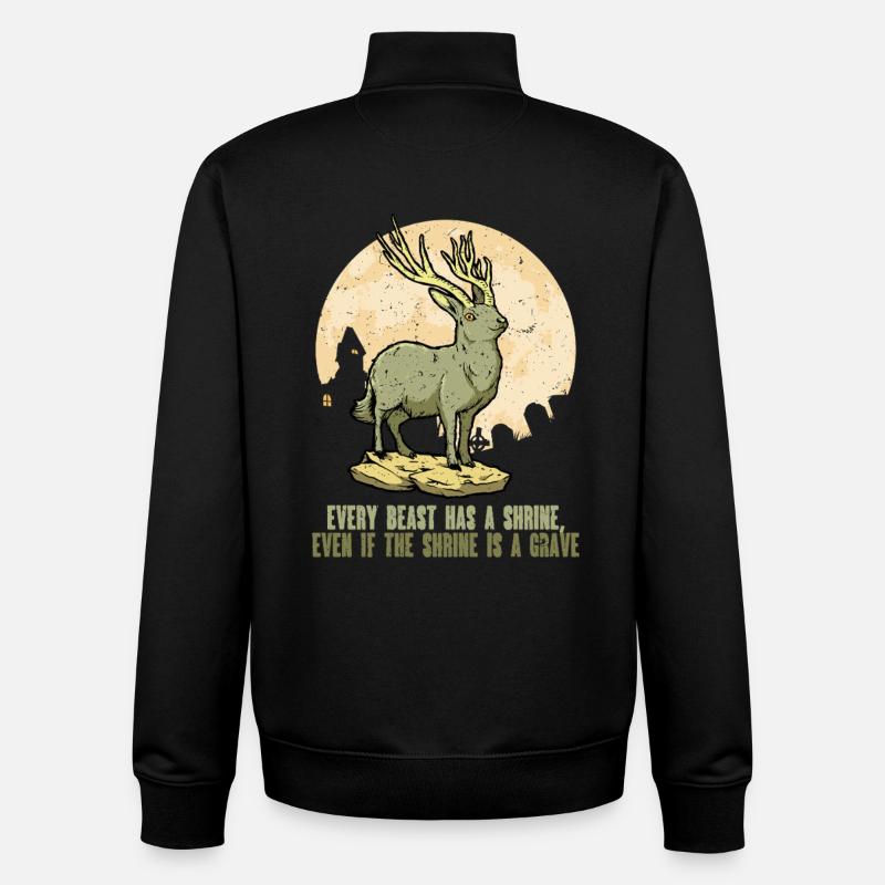 Créatures mythologiques Jackalope - Sweat zippé unisexe en coton bio Stanley/Stella - noir