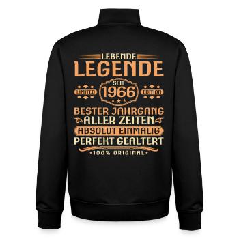 60ème Anniversaire - Légende depuis 1966 Millésime - Sweat zippé unisexe en coton bio Stanley/Stella - noir - Dos - AI Model Male 185 light (185cm)