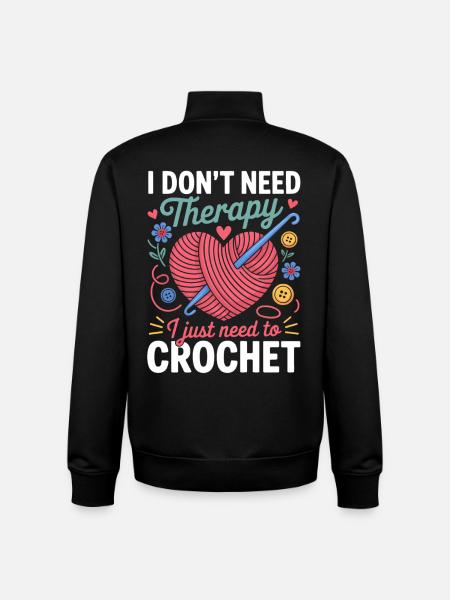 Yarn heart crocheting instead of therapy - Unisex Organic Zip Sweatshirt by Stanley/Stella - black