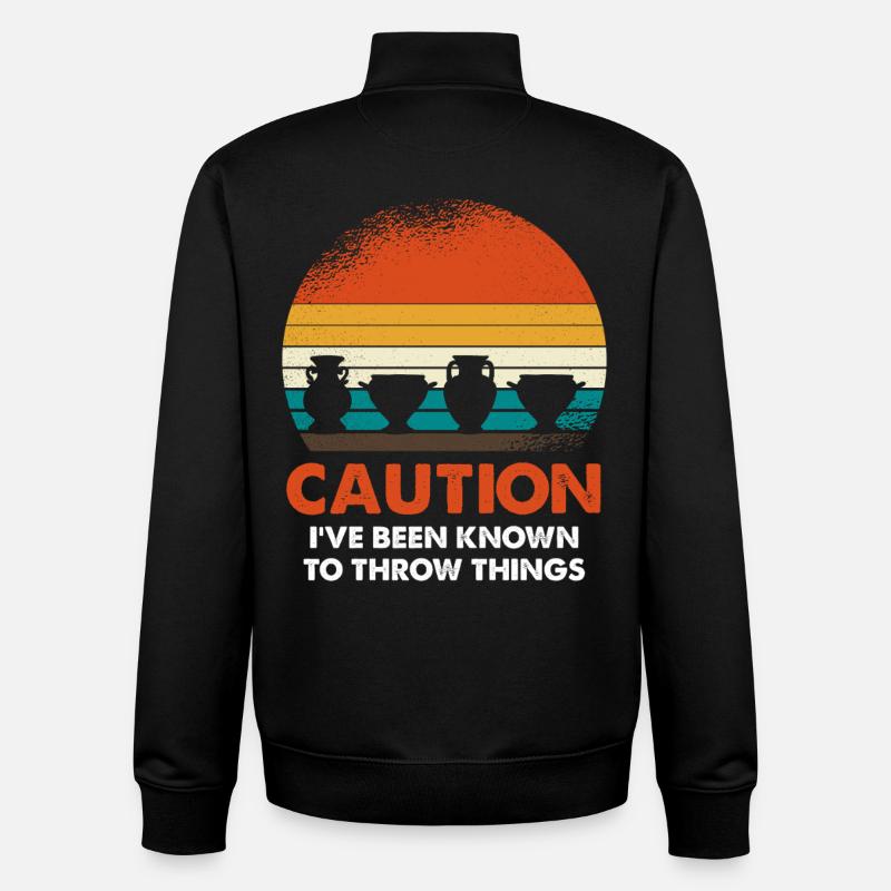 Retro Sunset Pots - Unisex Organic Zip Sweatshirt by Stanley/Stella - black