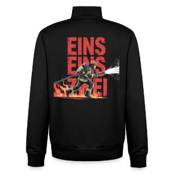 Fire Brigade Saying – 112 Emergency Call Hero in Action - Unisex Organic Zip Sweatshirt by Stanley/Stella - black - Back - AI Model Male 185 light (185cm)