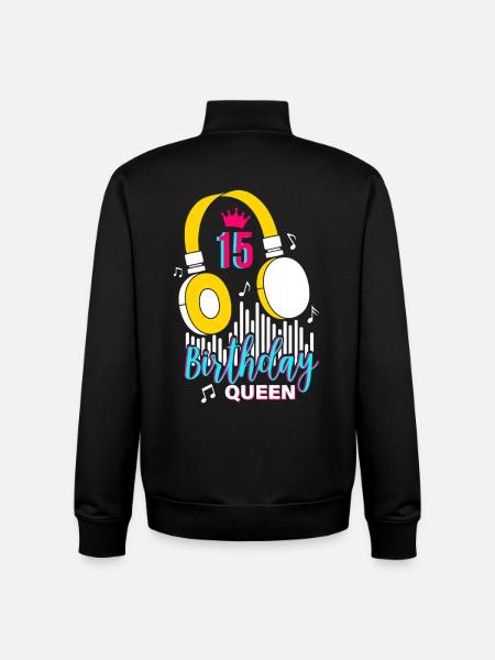 Birthday Queen 15th Birthday - Unisex Organic Zip Sweatshirt by Stanley/Stella - black