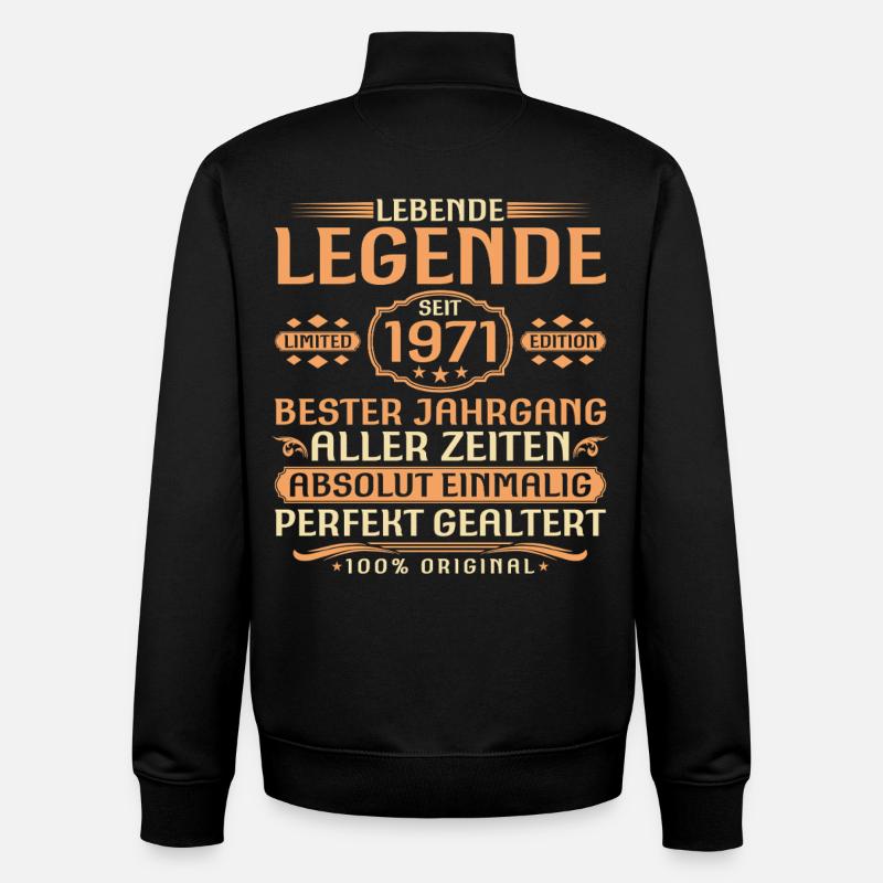 55ème Anniversaire - Légende depuis 1971 Millésime - Sweat zippé unisexe en coton bio Stanley/Stella - noir