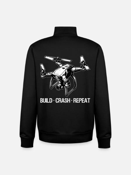 Drone Build Crash Repeat Gift - Unisex Organic Zip Sweatshirt by Stanley/Stella - black
