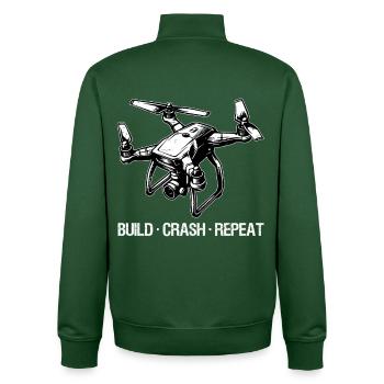 Drohne Build Crash Repeat Geschenk - Unisex Organic Zip Sweatshirt von Stanley/Stella - Flaschengrün - Hinten - AI Model Male 185 dark (185cm)