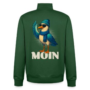 Mouette fraîche - Moin - Sweat zippé unisexe en coton bio Stanley/Stella - vert bouteille - Dos - AI Model Male 185 dark (185cm)