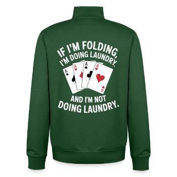 Falten oder Wäsche: Kartenhumor - Unisex Organic Zip Sweatshirt von Stanley/Stella - Flaschengrün - Hinten - AI Model Male 185 dark (185cm)