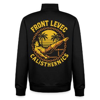 Front Levec Calisthenics Fitness Gym Workout - Unisex Organic Zip Sweatshirt von Stanley/Stella - Schwarz - Hinten - AI Model Male 185 light (185cm)