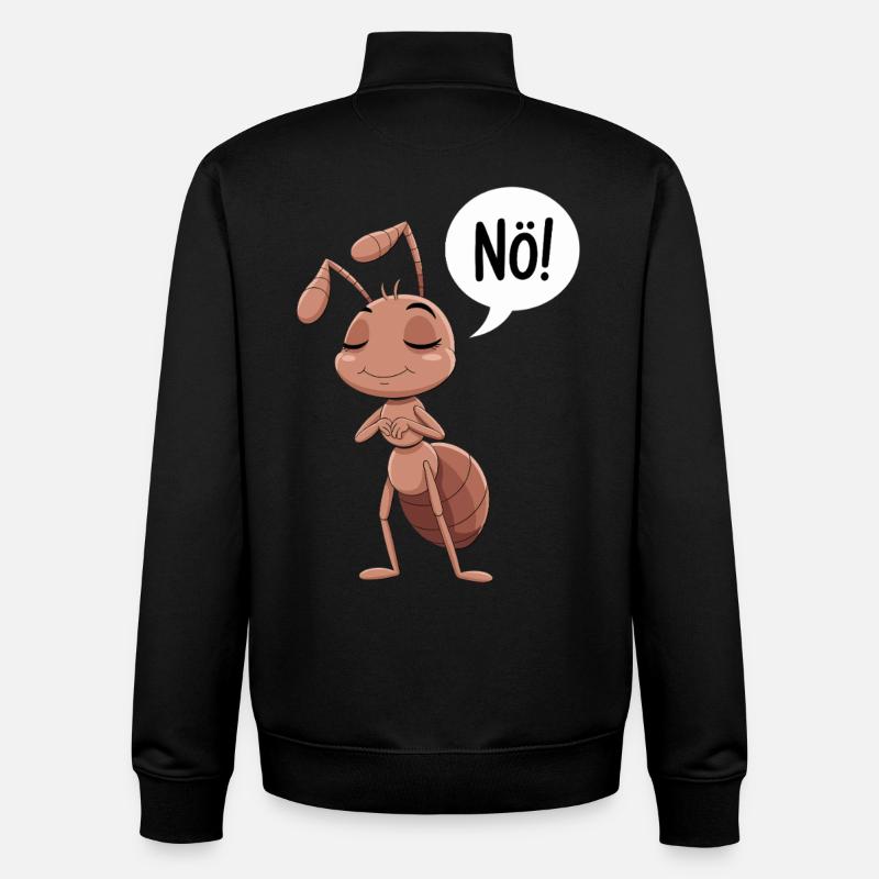 No! Funny Ant Illustration - Unisex Organic Zip Sweatshirt by Stanley/Stella - black