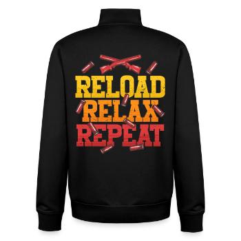 Clay Pigeon Shooting Reload Relax - Unisex Organic Zip Sweatshirt by Stanley/Stella - black - Back - AI Model Male 185 light (185cm)