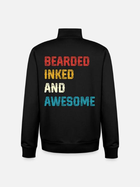 Bearded Inked and Awesome - Unisex Organic Zip Sweatshirt by Stanley/Stella - black