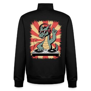 Drachen-DJ mit Kopfhörer-Beat - Unisex Organic Zip Sweatshirt von Stanley/Stella - Schwarz - Hinten - AI Model Male 185 light (185cm)
