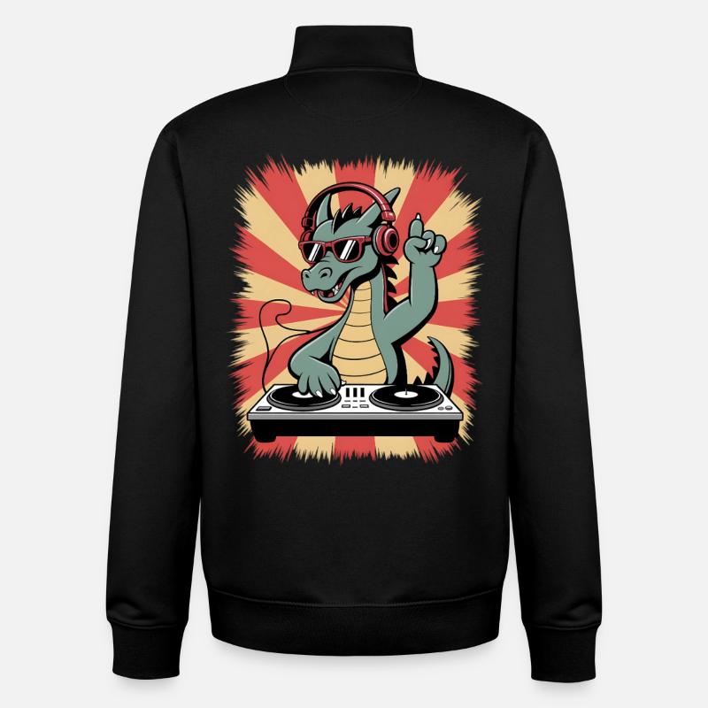Drachen-DJ mit Kopfhörer-Beat - Unisex Organic Zip Sweatshirt von Stanley/Stella - Schwarz