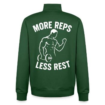 Plus de répétitions, moins de repos, callisthénie, fitness, salle de sport - Sweat zippé unisexe en coton bio Stanley/Stella - vert bouteille - Dos - AI Model Male 185 dark (185cm)