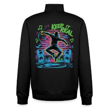 Streetdance Beat – Urban DJ Musik Design - Unisex Organic Zip Sweatshirt von Stanley/Stella - Schwarz - Hinten - AI Model Male 185 light (185cm)