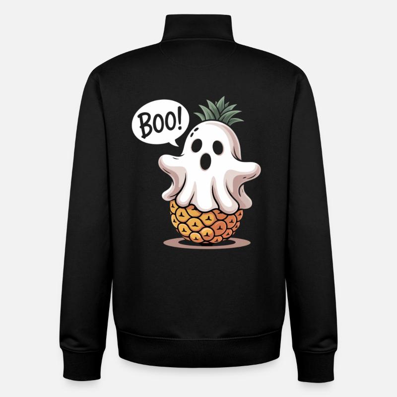 Pineapple Ghost Halloween - Unisex Organic Zip Sweatshirt by Stanley/Stella - black