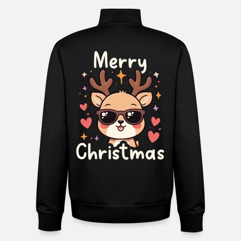Joyeux Noël - Sweat zippé unisexe en coton bio Stanley/Stella - noir