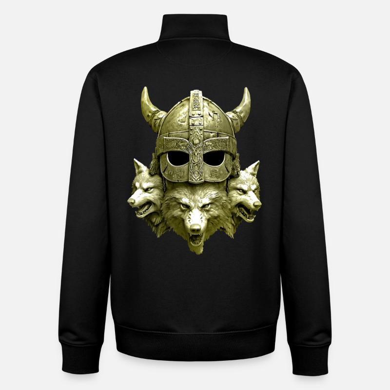Wikinger Helm Wolf - Unisex Organic Zip Sweatshirt von Stanley/Stella - Schwarz