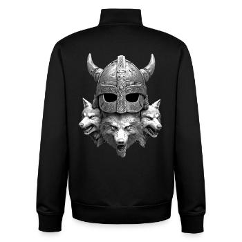 Wikinger Helm Wolf - Unisex Organic Zip Sweatshirt von Stanley/Stella - Schwarz - Hinten - AI Model Male 185 light (185cm)