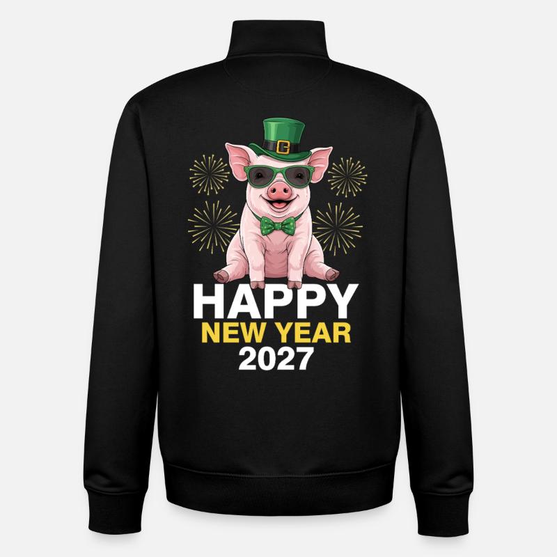 Bonne Année 2027 - Sweat zippé unisexe en coton bio Stanley/Stella - noir