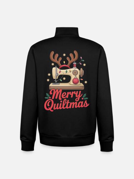 Merry Quiltmas Couture festive Père Noël Noël - Sweat zippé unisexe en coton bio Stanley/Stella - noir