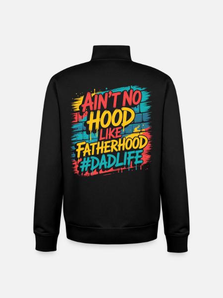 Ain't No Hood Like Fatherhood – Dad Shirt - Unisex Organic Zip Sweatshirt by Stanley/Stella - black