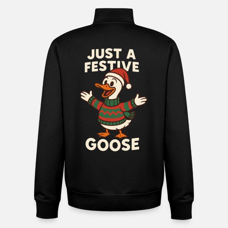 Just A Festive Christmas Goose - Unisex Organic Zip Sweatshirt by Stanley/Stella - black