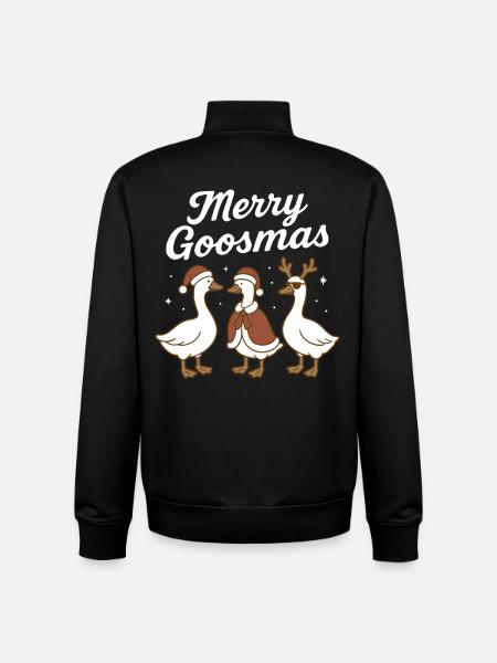 Christmas Goose Merry Goosmas Funny Xmas - Unisex Organic Zip Sweatshirt by Stanley/Stella - black