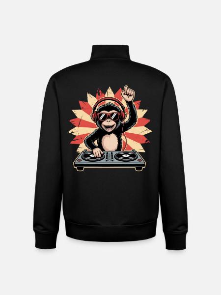 Affe DJ im Sonnenkreis - Unisex Organic Zip Sweatshirt von Stanley/Stella - Schwarz
