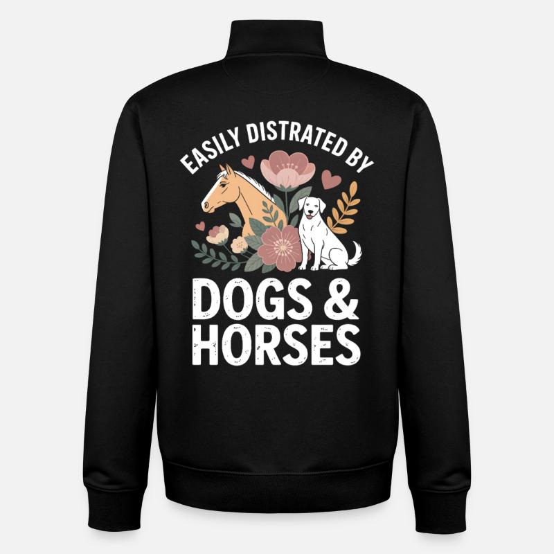 Hunde & Pferde Ablenkung Motiv - Unisex Organic Zip Sweatshirt von Stanley/Stella - Schwarz