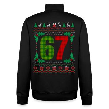 67 mèmes drôle Gen Alpha Noël - Sweat zippé unisexe en coton bio Stanley/Stella - noir - Dos - AI Model Male 185 light (185cm)