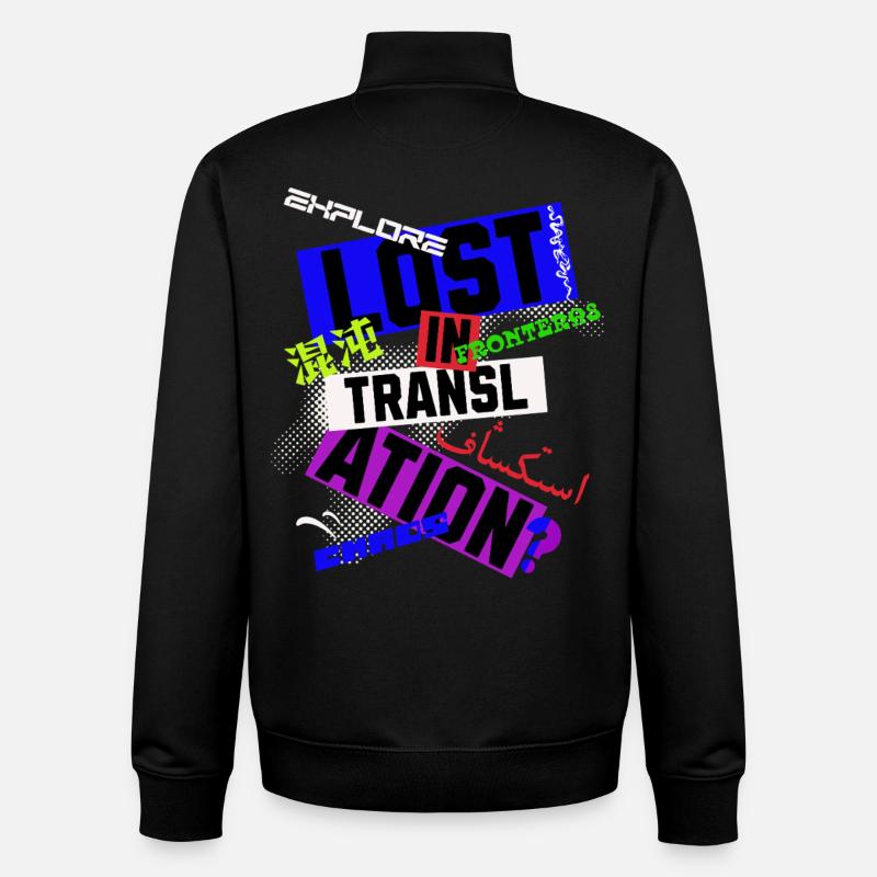 Perdu dans la traduction - Sweat zippé unisexe en coton bio Stanley/Stella - noir