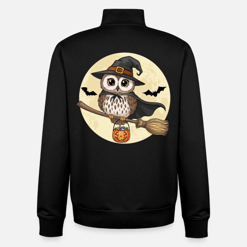 Mignon hibou sorcière Halloween - Sweat zippé unisexe en coton bio Stanley/Stella - noir