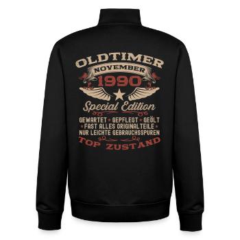 35th Birthday Gift Vintage Car November 1990 - Unisex Organic Zip Sweatshirt by Stanley/Stella - black - Back - AI Model Male 185 light (185cm)