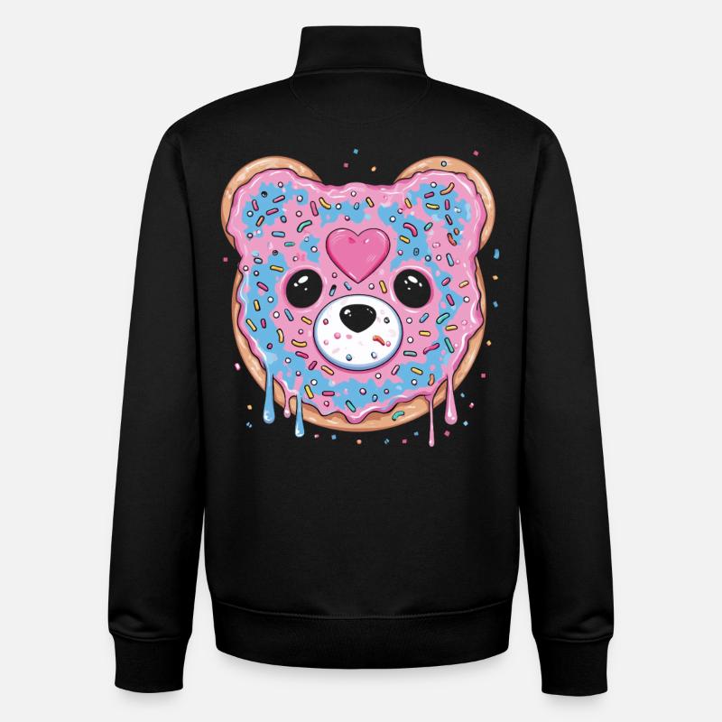 Dessert sucré beignet avec givré - Sweat zippé unisexe en coton bio Stanley/Stella - noir
