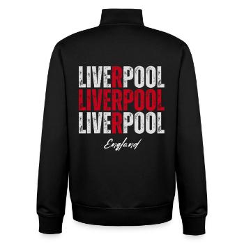 Liverpool Angleterre, fierté anglaise - Sweat zippé unisexe en coton bio Stanley/Stella - noir - Dos - AI Model Male 185 light (185cm)