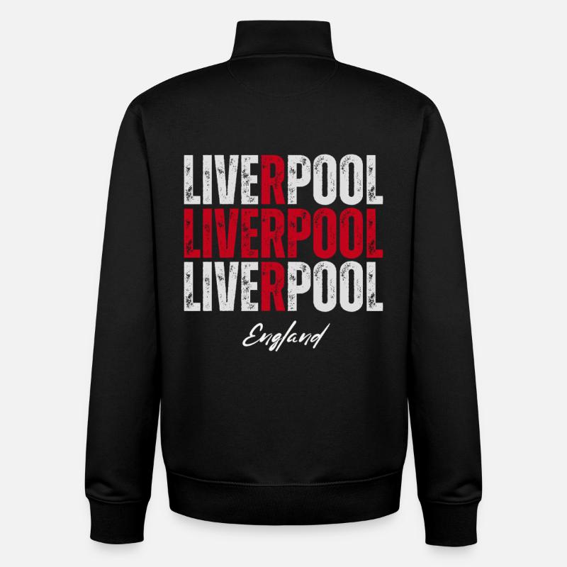 Liverpool Angleterre, fierté anglaise - Sweat zippé unisexe en coton bio Stanley/Stella - noir