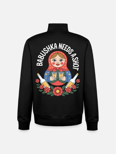 Babushka with Shot's motif - Unisex Organic Zip Sweatshirt by Stanley/Stella - black