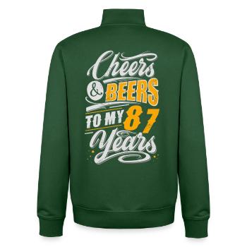 87th Birthday Beer Lover - Unisex Organic Zip Sweatshirt by Stanley/Stella - bottle green - Back - AI Model Male 185 dark (185cm)