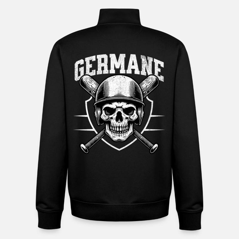 Crâne Guerrier Casque Batten Germane - Sweat zippé unisexe en coton bio Stanley/Stella - noir