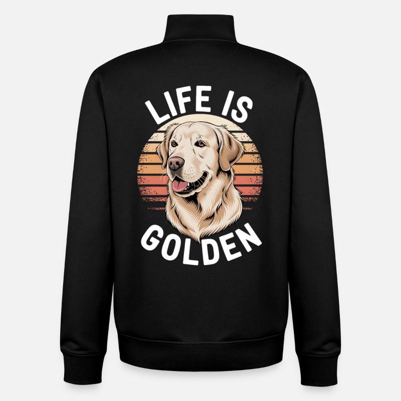 Life Is Golden Golden Retriever - Sweat zippé unisexe en coton bio Stanley/Stella - noir