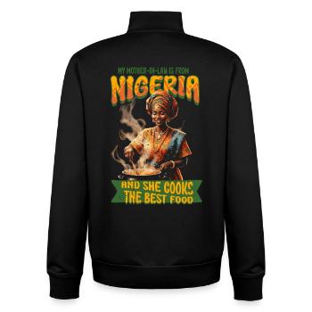 Nigerian mother-in-law Nigeria - Unisex Organic Zip Sweatshirt by Stanley/Stella - black - Back - AI Model Male 185 light (185cm)