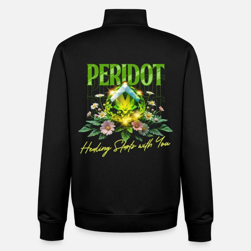 Pierre de naissance Péridot d’Août - Sweat zippé unisexe en coton bio Stanley/Stella - noir