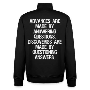 advances are made by answering questions discover - Unisex Organic Zip Sweatshirt von Stanley/Stella - Schwarz - Hinten - AI Model Male 185 light (185cm)