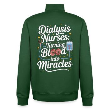 Dialysis Nurses Turning Blood Into Hospital Nurse - Unisex Organic Zip Sweatshirt by Stanley/Stella - bottle green - Back - AI Model Male 185 dark (185cm)