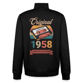Original 1958 Limited Edition Geburtstag Geschenk - Unisex Organic Zip Sweatshirt von Stanley/Stella - Schwarz - Hinten - AI Model Male 185 light (185cm)