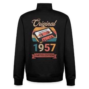 Original 1957 Limited Edition Geburtstag Geschenk - Unisex Organic Zip Sweatshirt von Stanley/Stella - Schwarz - Hinten - AI Model Male 185 light (185cm)