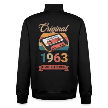 Original 1963 Limited Edition Geburtstag Geschenk - Unisex Organic Zip Sweatshirt von Stanley/Stella - Schwarz - Hinten - AI Model Male 185 light (185cm)