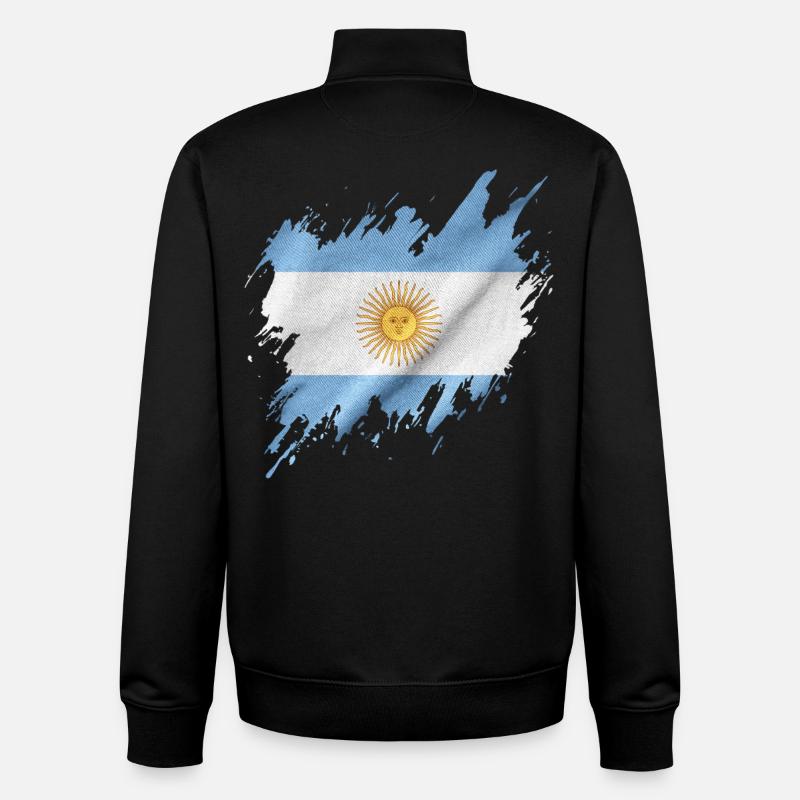 Drapeau de l’Argentine, style déchiré - Sweat zippé unisexe en coton bio Stanley/Stella - noir
